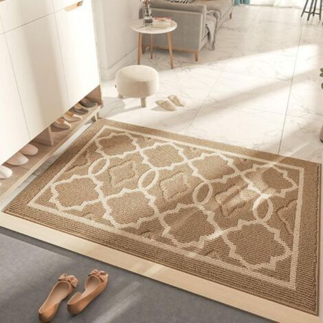 Tapis de porte absorbant 60 x 90 cm – Antidérapant – Lavable en machine – Fibre polypropylène durable – Beige moderne (1/5)