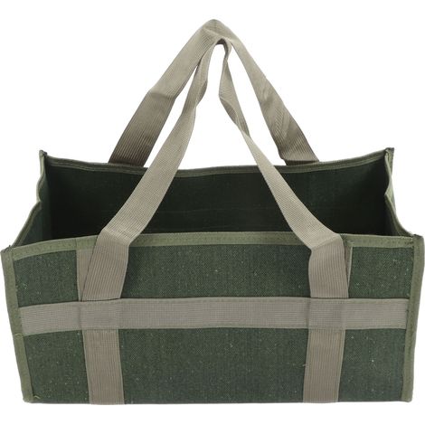 Sac à outils grande ouverture vert olive en toile, grande capacité résistant à l'usure et imperméable, rangement pour électricien 43 x 21 x 21 cm (1/5)