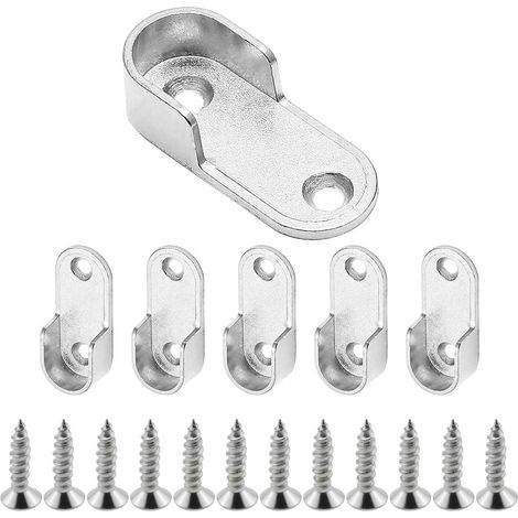 Support Tringle Penderie, 6 pcs Barre de penderie Avec 12 Vis, Support Tringle, Penderie Ovale soutien Barre Penderie, pour soutien pour Tringle Rideau, Barre Penderie Vetement, Porte Manteau