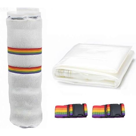Sac de rangement sous vide pour matelas en latex 200 x 250 cm avec 2 sangles, pour une épaisseur de 5 à 15 cm. (1/5)