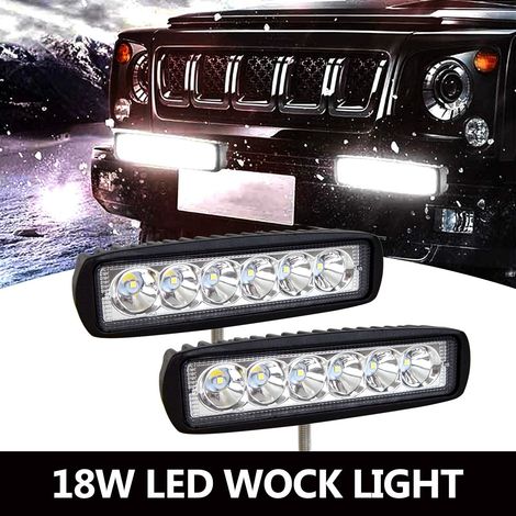 Phare de Travail Barre LED 12V 18W 15cm Projecteur Etanche IP67 Spot Feux Antibrouillard pour 4x4 Moto Voiture Camion Tracteur SUV Bateau (1/5)