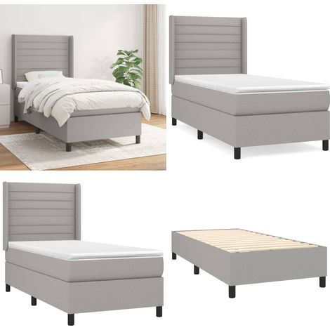 Boxspringbett mit Matratze Hellgrau 90x200 cm Stoff - Boxspringbett - Doppelbett - Schlafraum - Bettenrahmen - Lattenrost - Home & Living (1/5)