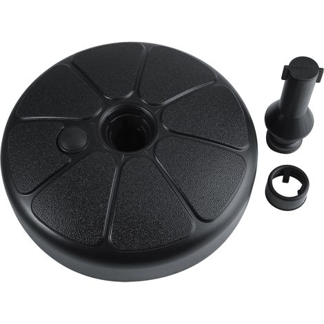 Pied de parasol rond en plastique pour terrasse, jardin ou terrasse, remplissable d'eau et de sable. (1/5)