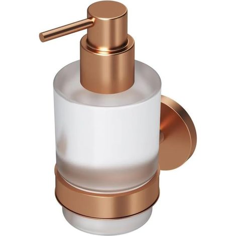 Rose Gold,Distributeur De Savon Mural en Alliage De Zinc Et Verre Dépoli avec Pompe, Accessoires De Salle De Bain Et De Cuisine (1/4)
