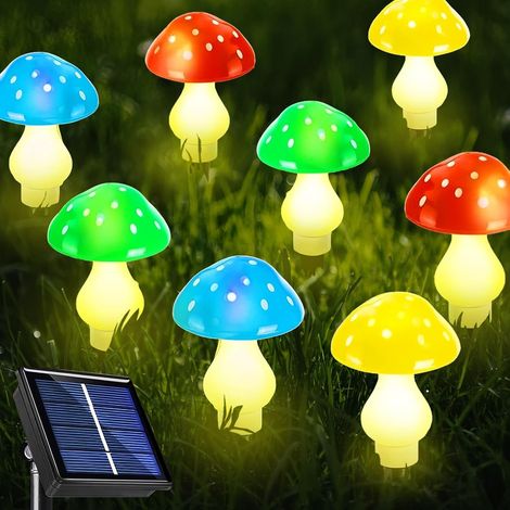 Lampes solaires en forme de champignon pour décoration extérieure, étanche, 8 modes d'éclairage (8 champignons) (1/5)