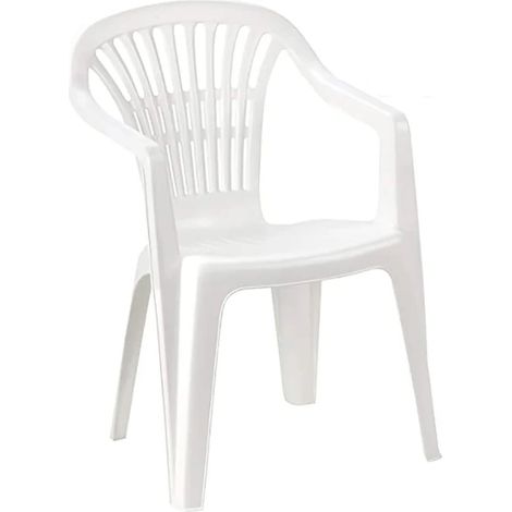 Set 6pcs Outdoor Monobloc Empilable Plastic Garden Chair White 006508 (1/4)