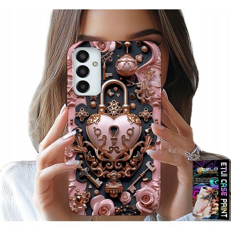 Hülle für Samsung Galaxy M23 – feminine, modische Muster, Herz-Rosen-Vorhängeschloss (1/5)