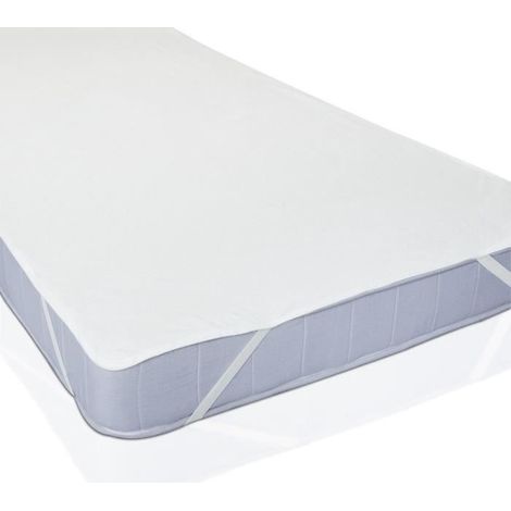 Protège-Matelas Plat à Elastiques Blanc 90 x 200 cm - Imperméable alèse enduite 2 couches barrière anti-humidité (1/4)