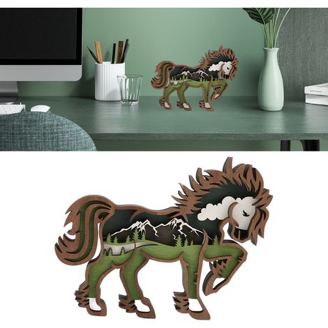 Figurine de Cheval Boxwood Sculpture Mécanique Multilayers Décor Maison Bureau Bar (1/5)