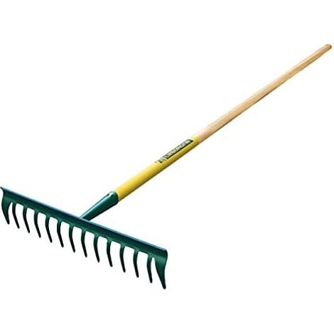 Râteau de Jardin 14 Dents Courbes sans Manche Acier Trempé pour Nivelage et Ratissage Terrassement et Entretien Extérieur (1/3)