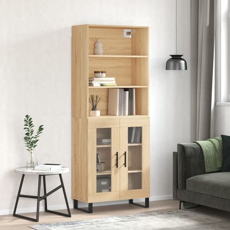 Aparador alto madera contrachapada color roble 69,5x34x180 cm (1/5)