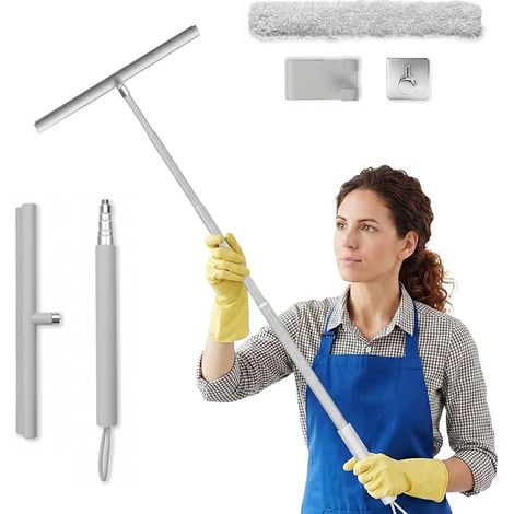 Raclette de Douche, 30-120cm Raclette Salle de Bain (Gris) Raclett Vitre Douche avec Support, Raclettes Douche Nettoyage sans Traces pour Carrelage, Miroir, Fenêtre, Cuisine