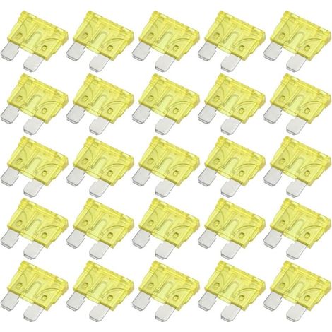 25pcs Lame Style Fusible 20A Lame Style Fusible pour Voiture Bateau Jaune (1/5)