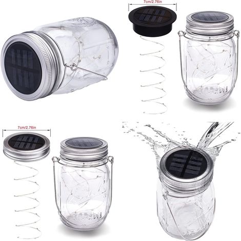 3 Pièces Lanternes Solaire Exterieur - 30LED Lampe Solaire Exterieur Jardin, IP65 Imperméable Lanterne Exterieur, Mason Jar Lampe Solaire Suspendues pour Jardin Arbre Terrasse Décoration(Blanc chaud) (1/5)