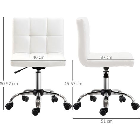 Bürostuhl 45x57 cm weiß aus Kunstleder höhenverstellbar mit Rollen (1/5)