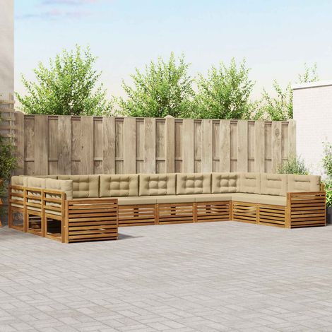 vidaXL Ensembles de canapés 7 pc Naturel et Beige Bois d'Acacia Massif (1/5)