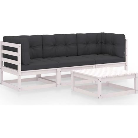 Salon de jardin 4 pcs avec coussins-Lot de 4 Mobilier de jardin-Meuble de jardin Bois de pin massif 967747 (1/5)