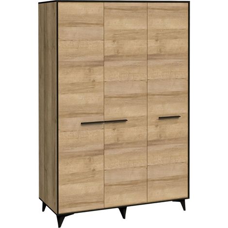 AX LIVING Kleiderschrank Fabriani S3T 3 türig Schrank Eiche Riviera