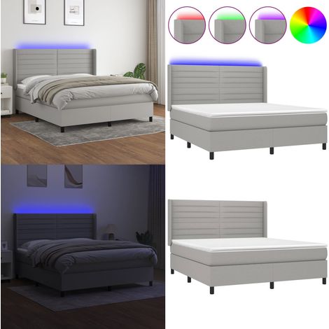 Boxspringbett mit Matratze & LED Hellgrau 160x200 cm Stoff - Boxspringbett - Doppelbett - Schlafsystem - Lattenrost - Bettrahmen - Home & Living (1/5)