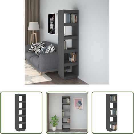 Étagère décorative - Bibliothèque/Séparateur de pièce Gris 40x35x167 cm Pin solide (1/5)