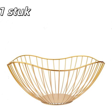 1 pièce Corbeille à fruits dorée design feuille de lotus métallique pour salon, fruits et snacks (1/5)
