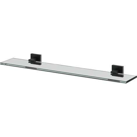 Colore Vector Matt Black and Glass 600mm Wall Mounted Vanity Shelf (1/5)