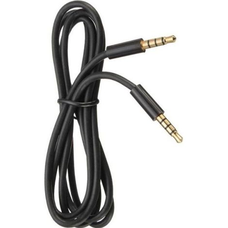 Câble audio jack 3,5 mm mâle-mâle 4 pôles plaqué or noir — cordon auxiliaire stéréo (1/4)