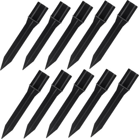 Lot de 10 Piquets en Abs Noir pour Lampes Solaires de Jardin, Fixation Stable et Installation Facile, Accessoires pour Éclairage Extérieur et Allées (1/5)