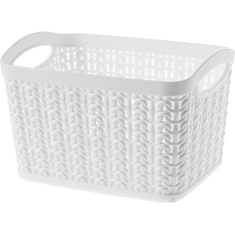 KADAX Scatola portaoggetti in plastica, Cestino portaoggetti con design aperto e maniglie robuste per organizzare il bagno (Bianco, 1,5 L) (1/5)