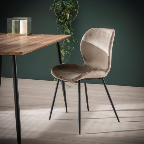 Set mit 4 Esszimmerstühlen Argo Velours Champagner