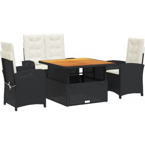 Maison Exclusive - Juego comedor jardín 4 piezas con cojines ratá
