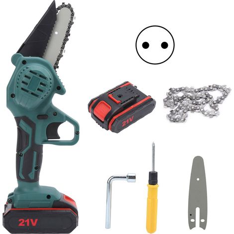 Tronçonneuse Électrique Mini 550W 21V Élagage Jardin 2 Batteries Lithium 1 Chargeur 100-240V Prise UE (1/5)