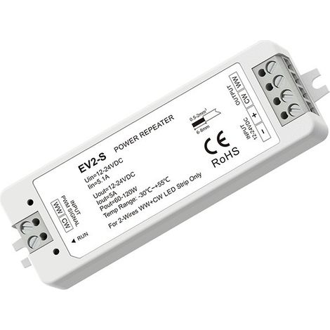 Rallonge de puissance EV2-S, 1 canal, 5,1 A, 2 fils, température de couleur constante, 12-24 V, 1 fil