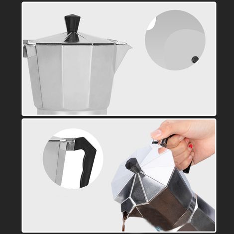 Cafetière Italienne Moka Express Aluminium 12 Tasses 600ml, Pot à Café Octogonal pour Cuisinière, Style Européen, Accessoire de Cuisine (1/5)