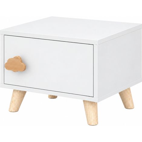 AIYAPLAY Comodino per Bambini 3-8 Anni con Vano Contenitore, Bianco (1/5)