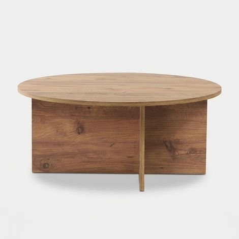 Runder Wohnzimmer-Beistelltisch aus Holz 90x90 Soleil - Natur