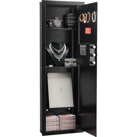 VEVOR Cassaforte a Muro da 103 x 370 x 1100 mm con Password e Chiave, Alloggiamento Integrato in Acciaio Laminato a Freddo Q235 con Ripiani Regolabili e Illuminazione a LED, per Denaro, Gioielli (1/5)