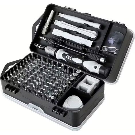 Juego de destornilladores magnéticos de precisión multifuncionales 115 en 1, tipo A, para mantenimiento de ordenadores, PC y dispositivos móviles (Negro-C)