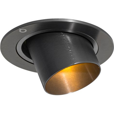 QAZQA installa - Spot encastrable - 1 lumière - Ø 7.7 cm - Gris foncé - Moderne - éclairage intérieur - Salon I Chambre I Cuisine I Salle à manger