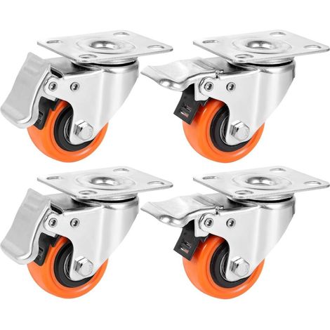 Roulettes Pivotantes 360 Degres - 50 mm - Charge Maximale 60 kg Par Roulette - Verrouillage Double Roue Et Pivot - A Billes Double - Pour Meubles Tables Armoires - Metal Et Polyurethane - Lot De 4 (1/5)