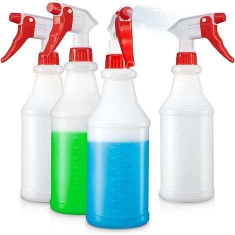 Flacons pulvérisateurs vides 710 ml (24 oz) – Lot de 4, plastique anti-fuite avec buse réglable pour nettoyage, plantes ou animaux (1/4)