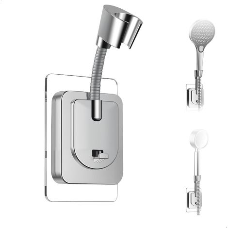 2 Support Douche sans Perçage, Accroche Pommeau de Douche Réglable avec Adaptateur en Silicone, Montage en Quelques Secondes, Support Résistant à la Porte Pommeau de Douche (1/5)