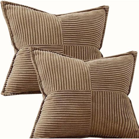 2-teiliges Kissenbezug-Set, leichter und luxuriöser Kissenbezug, schlichtes Design, einfarbig, Kreuzstich, gepresster Rand, Kissenbezug für Wohnzimmersofa (1/5)