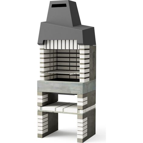 MOVELAR - Barbacoa de Obra Prefabricada de Leña y Carbón Modelo Cali Plus (Gris Beige - 76,5 x 58 x 215 cm) REF: 8889 - Cocina de Exterior con Chimenea para Jardín y Terraza (1/2)