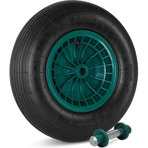 Roue de brouette - MESO - 390mm - Noire - Pneumatique - 200kg - Axe 130mm inclus
