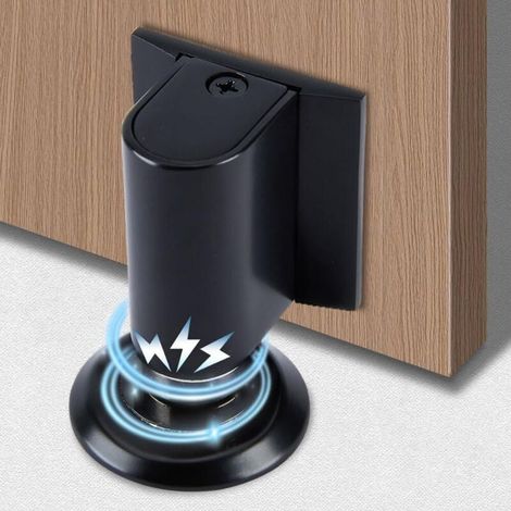Bloque Porte Cale Porte Bloc Porte, Butee de Porte Stop Porte, Magnétique en Métal Butée de Porte, Arret de Porte Arrêt de Porte, Cale Porte Sol Butée de Porte Solide Avec Adhésif et Vis,Noir (1/4)