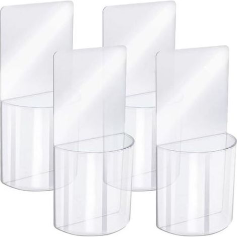 Lntyq 4 Pièces Support Télécommande Mural, Organisateur Multimédia Acrylique Support Mural, Transparent Sans Boîte de Rangement de Perçage, pour Chambre à Coucher, Table de Chevet (1/5)