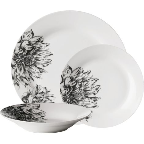 Interiors By Premier Stylish Botanic 12 Piece Dinner Set, Durable Dinner Set For Dinner, Contemporary Design Crockery Set (1/4)