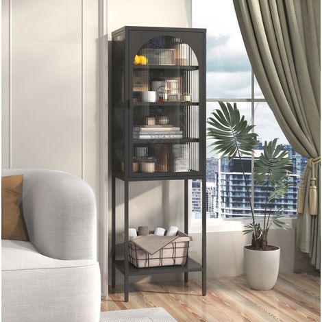 Aufbewahrungsmöbel Schrank 160cm Metall Glas OKMYHOME (1/5)