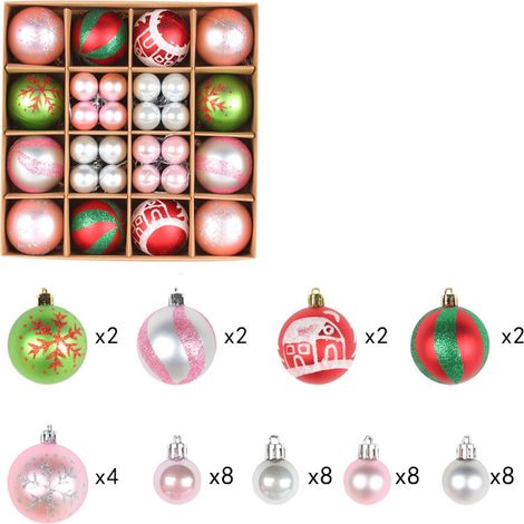 Boules De Décoration De Noël - 44 Pièces Boules Accrochables Arbre De Noël Flocons De Neige - Pour Arbre Guirlande Couronne Rampe - Lot Complet (1/5)